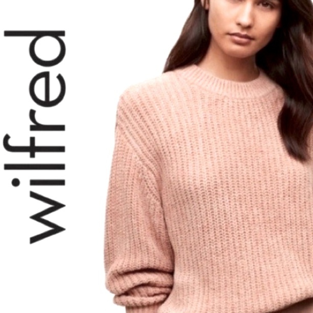 Aritzia Wilfred| Pink Chenille Crew Neck Sweater